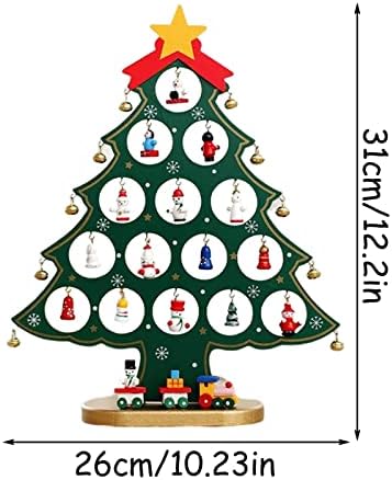 עץ חג המולד שולחן שולחן | עץ חג מולד עץ עץ עץ עץ עם קישוטי מיני בסיס עץ, קישוטי עץ חג המולד וינטג